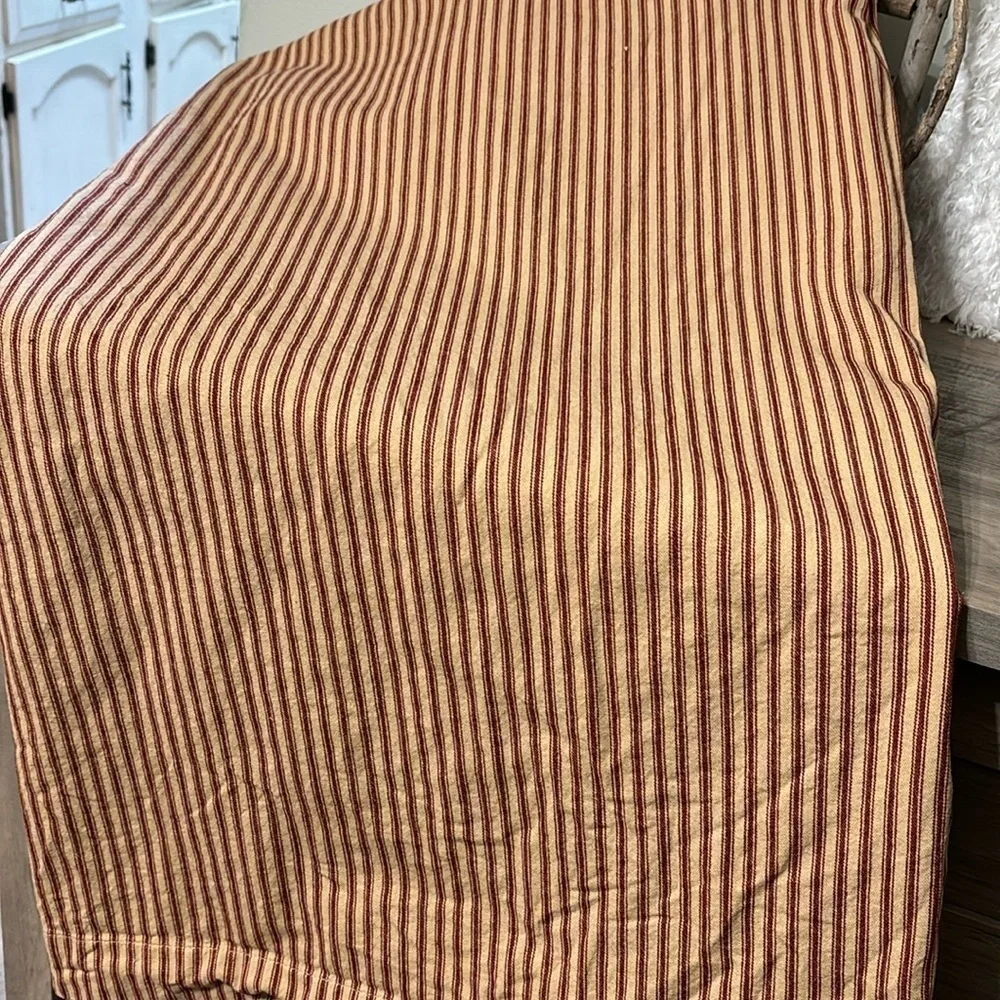PRE OWNED Home Collection by Raghu York Ticking Barn Red & Nutmeg Shower Curtain